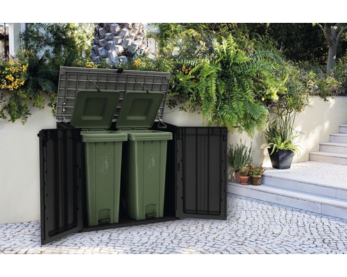 Keter Store-it-out Prime tuingereedschapskist/bak opbergkast inclusief gasveren, 132 x 71,5 x 113,5 cm, zwartgrijs