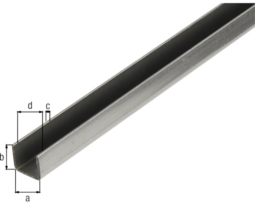 U-profiel staal 20x20x1,5 mm, 2 m