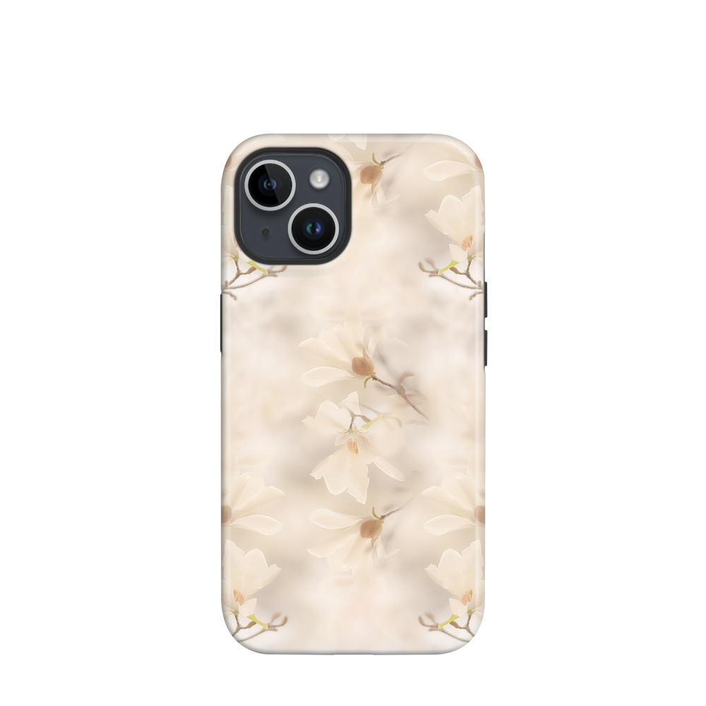iPhone 14 Hybrid (Kunststoff / Gummi) Hülle Blütenlicht - Beige