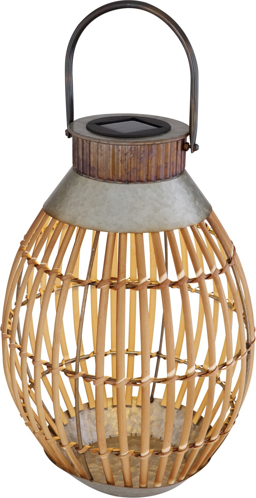 LED-Solarlaterne - Bambus hellbraun - 37,5 cm hoch