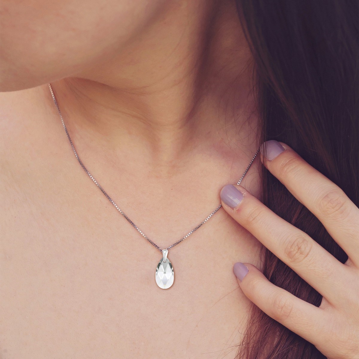Collier en Argent rhodié 925 SC Crystal orné de Cristaux scintillants