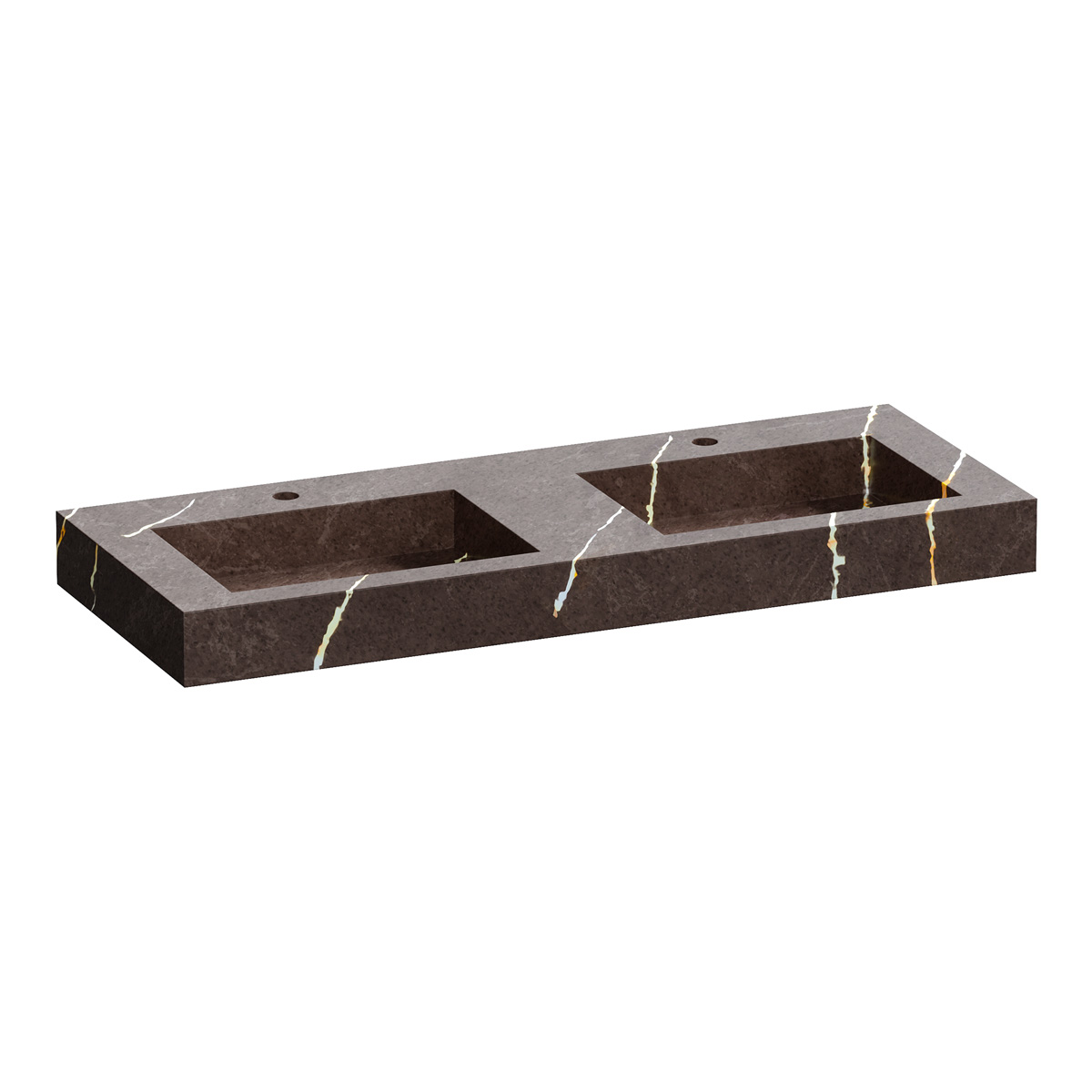 Brauer Coral dubbele wastafel marmerlook 120cm met 2 kraangaten copper brown