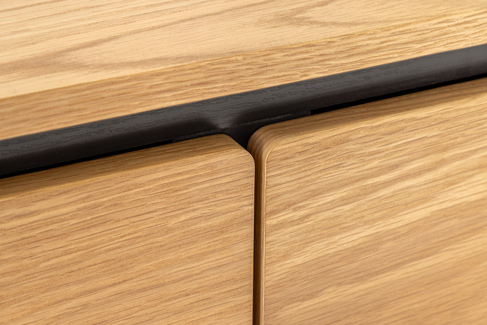 Modernes Sideboard ATELIER 160cm natur Eiche schwarz Metall vier Fächer
