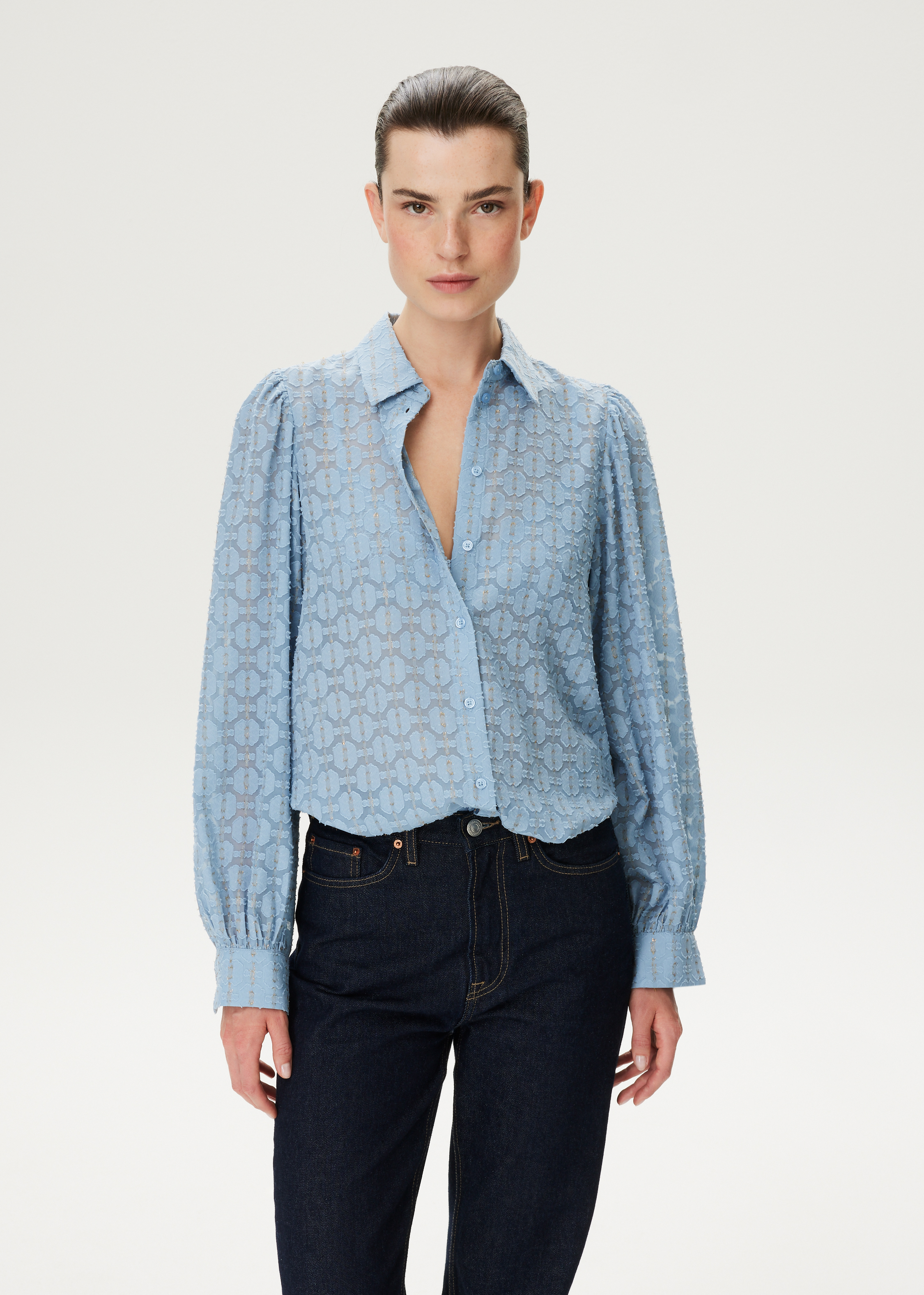 Blouse met plumetis en lurex