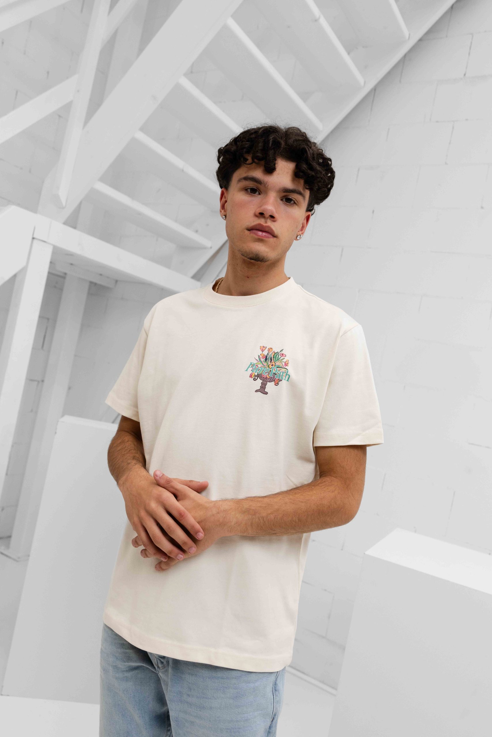 Pure Path Flower Vase T-Shirt Heren Beige