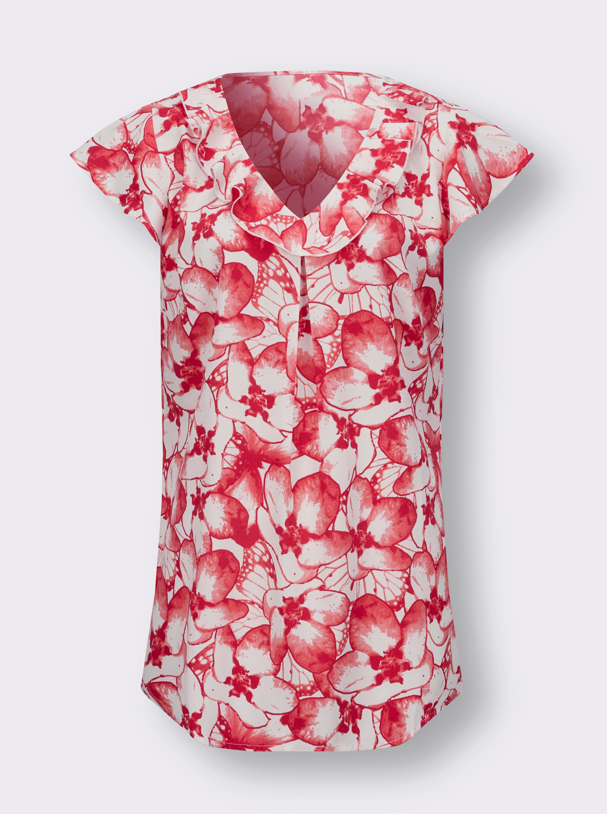 Longbluse mit Volants