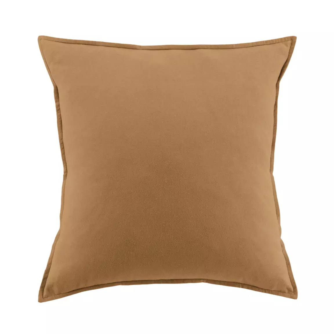 Taie d'oreiller carrée flanelle de coton (63 x 63 cm) Théa Camel