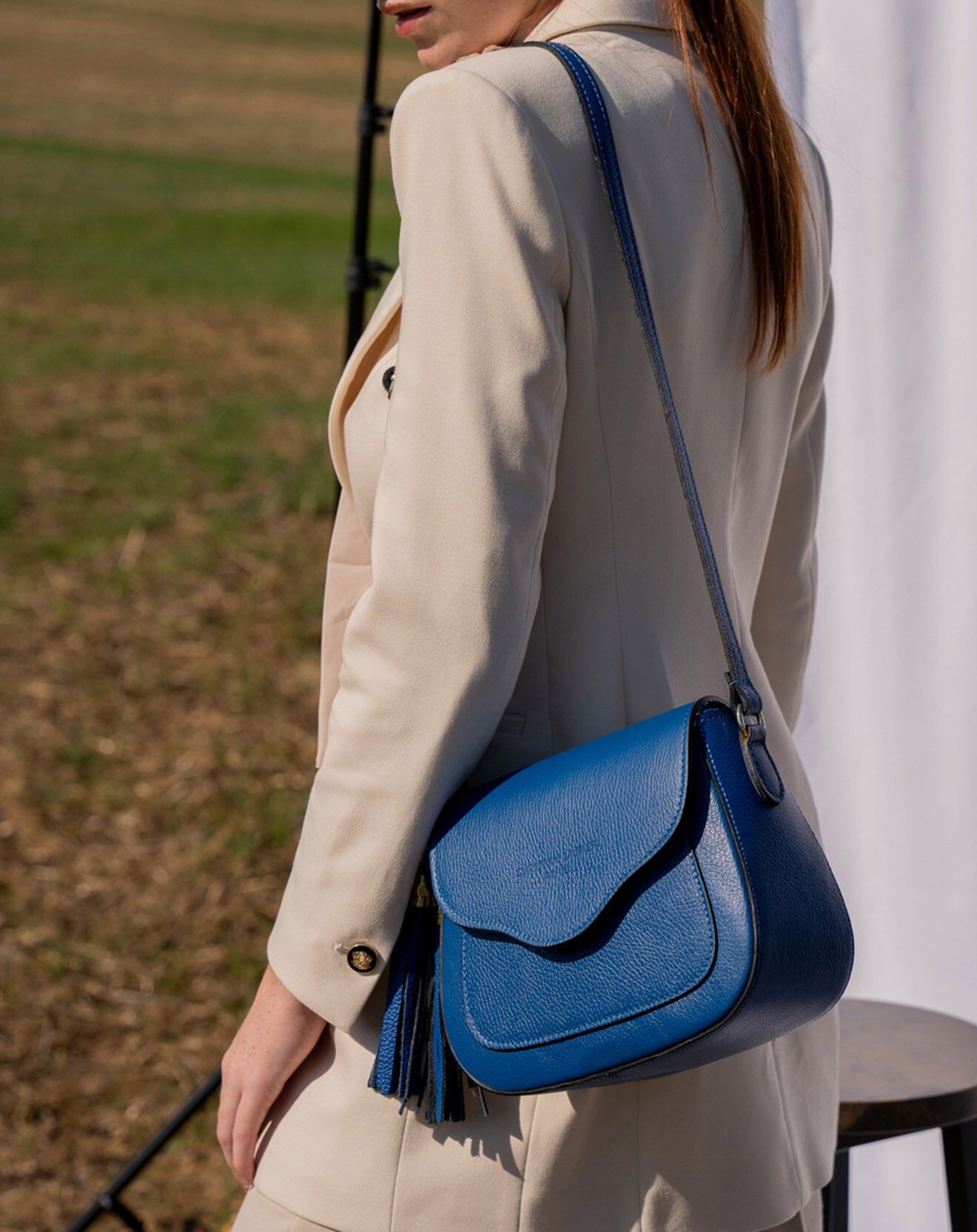 Christian Laurier Sac bandoulière en Cuir Ina bleu  - 24x18x11 cm