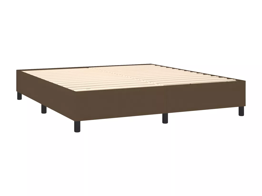 Sommier tapissier matelas et LED Marron foncé 160x200 cm Tissu