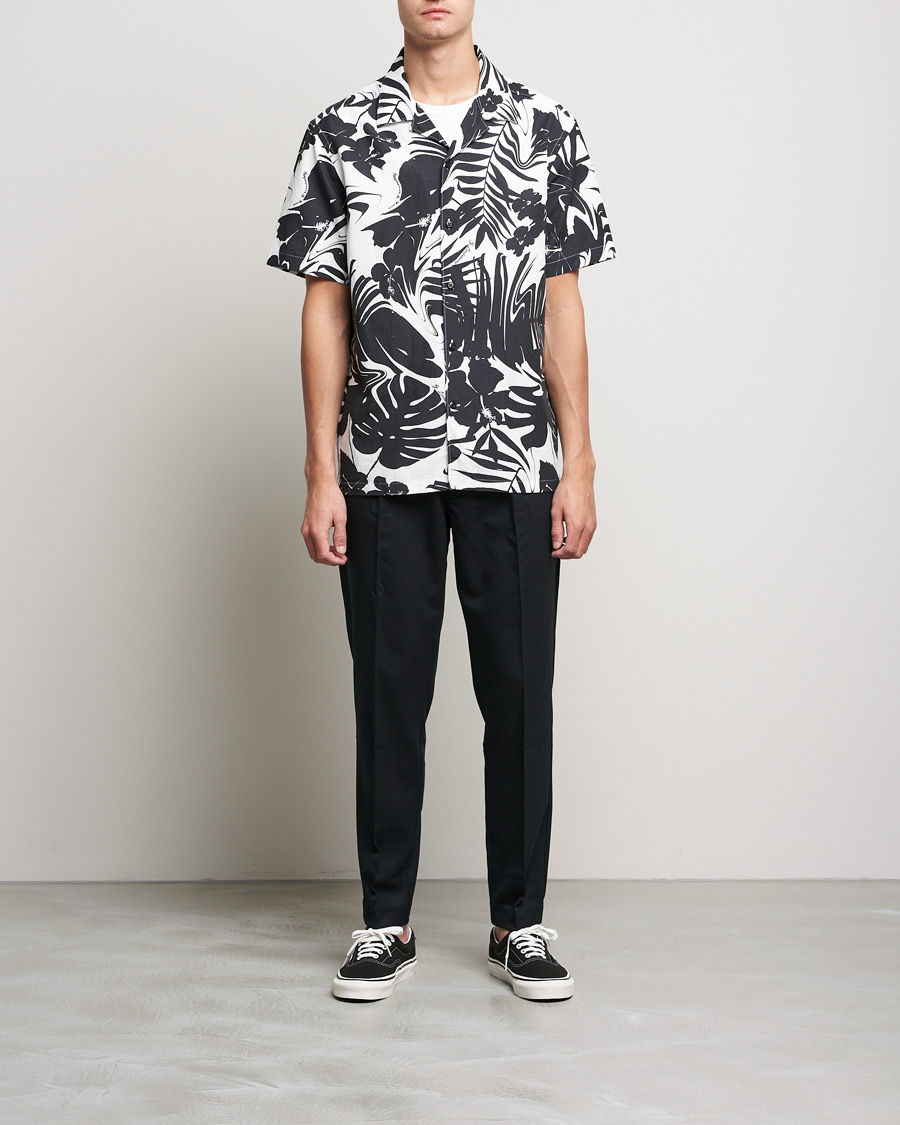 J.Lindeberg Elio Hibiscus Print Short Sleeve Shirt White/Black