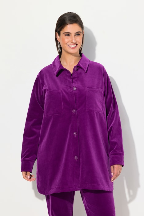 Cordjacke, A-Linie, Hemdkragen, Langarm