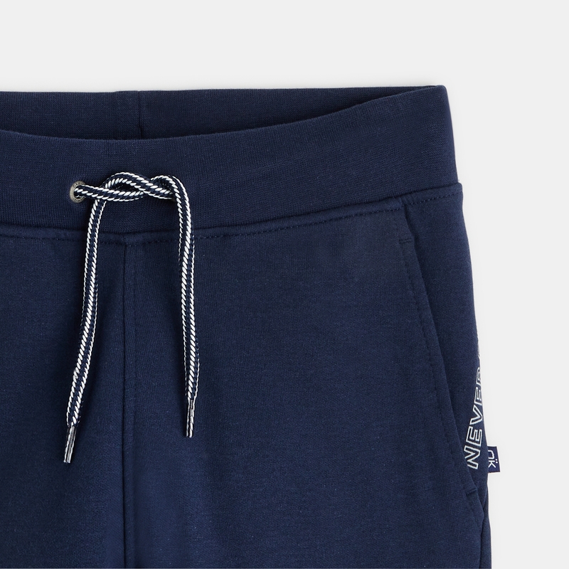 Pantalon de jogging molleton poches zippées bleu garçon