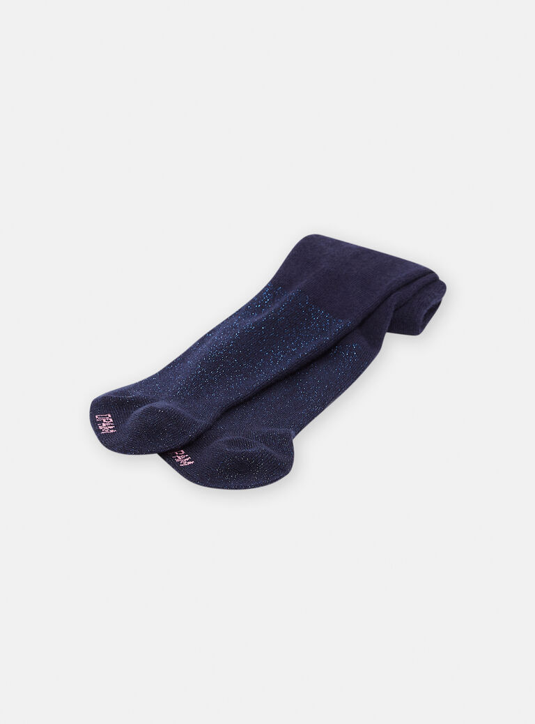 Collants bleu marine en lurex bébé fille