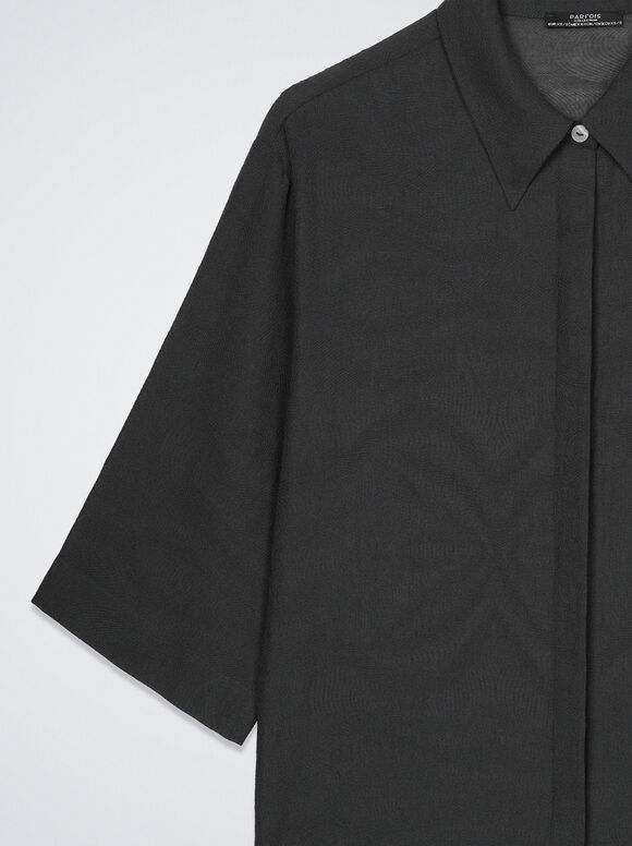 Camisa jacquard de manga curta - Cinza