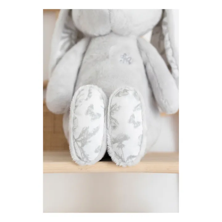 Tartine et Chocolat Peluche Augustin le lapin Toile de Jouy | Gris clair