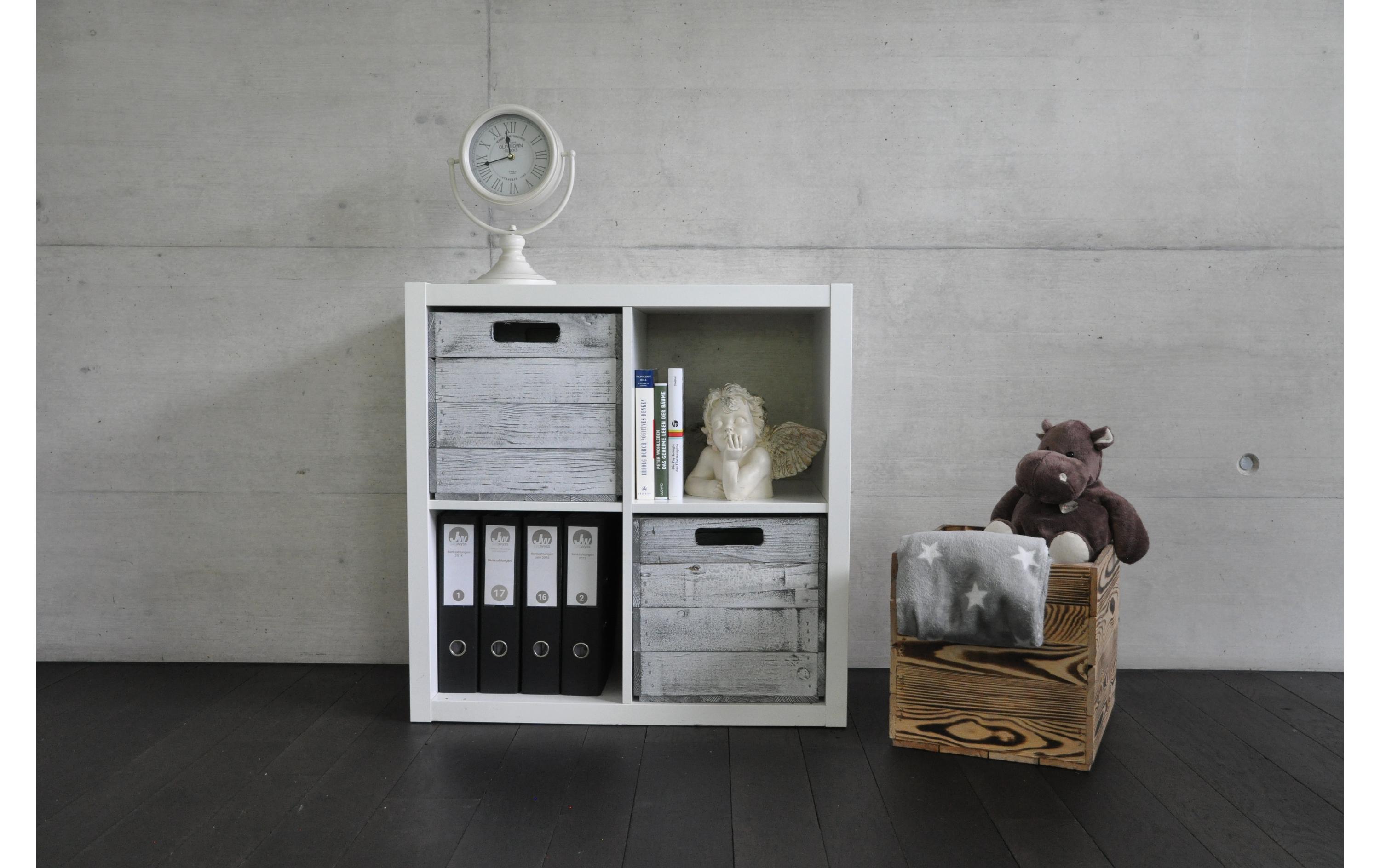 Aufbewahrungskiste Vintage Shabby 33 x 38 cm, Grau/WeissAufbewahrungskiste im Vintage Design