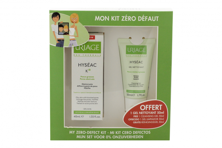 Coffret Zéro défaut soin désincrustant Hyséac K18 40ml + gel 50ml