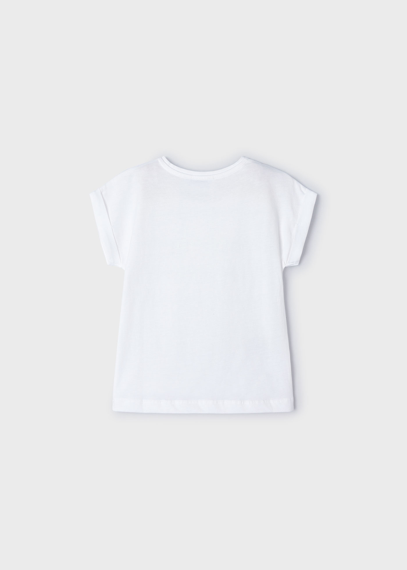 Camiseta branca de crochê com bolso para meninas