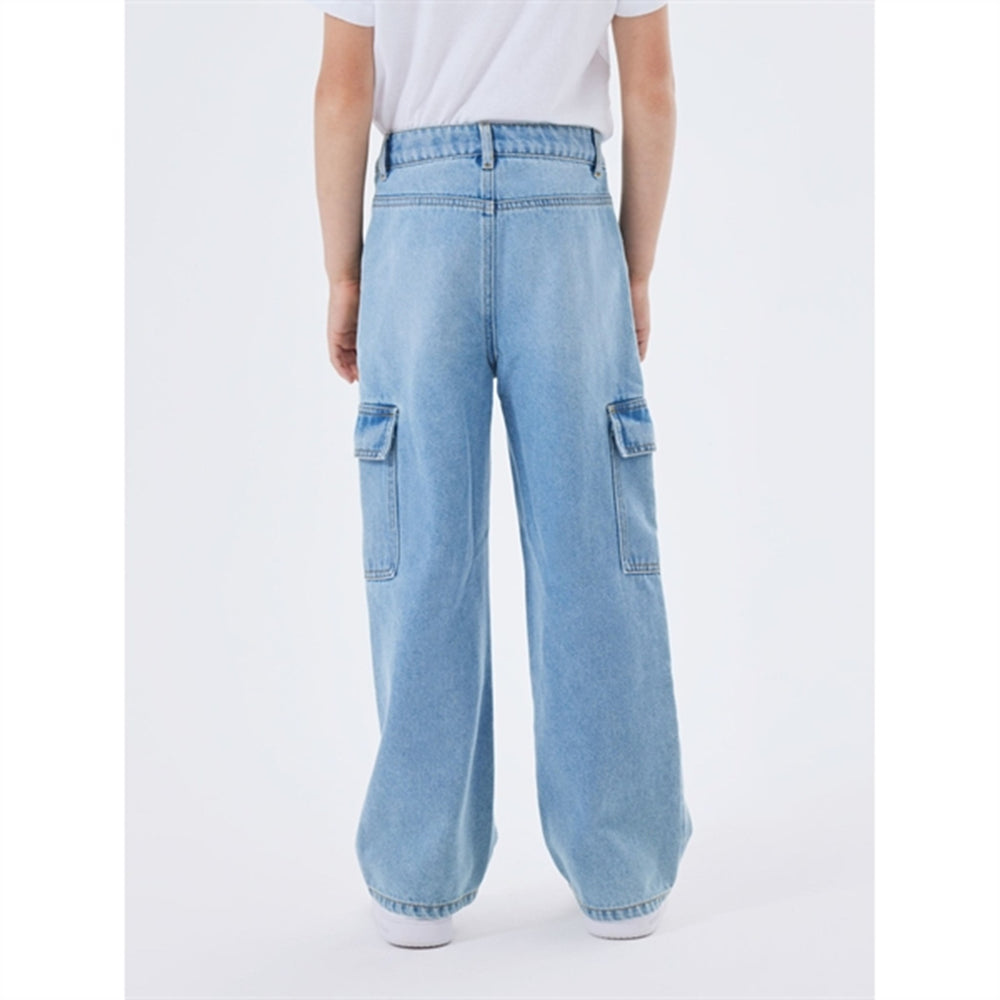 Light Blue Denim Rose Wide Cargo Jeans Noos