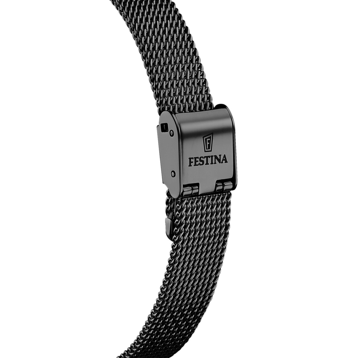 Montre Festina femme acier doré rose bracelet acier noir maille milanaise