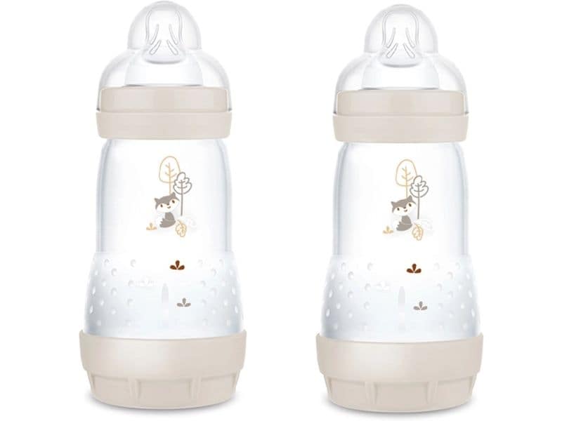 MAM Kunststoffflasche Easy Start 2er Set Beige 260 ml Anti-Kolik-Flasche für Neugeborene