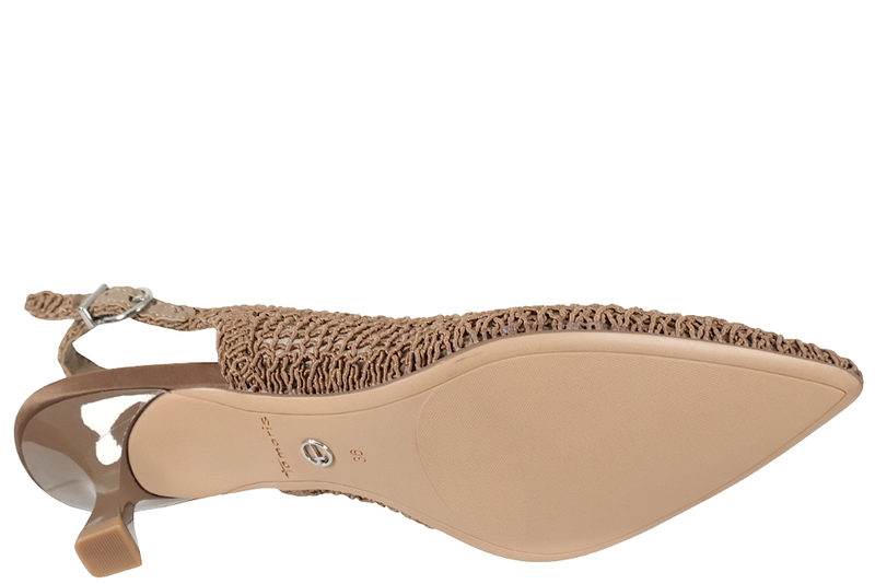 TAMARIS SLINGBACK I LYSEBRUNT TEKSTIL MED FLET