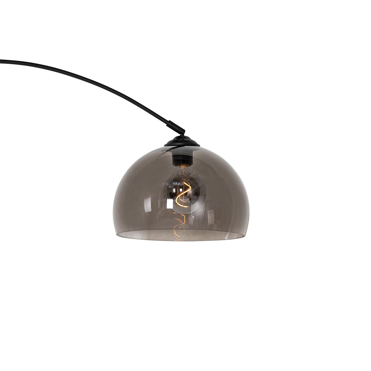 Moderne booglamp zwart met smoke glas - Arc