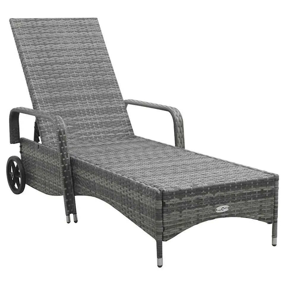 vidaXL - Ligbed - Antraciet - Poly rattan
