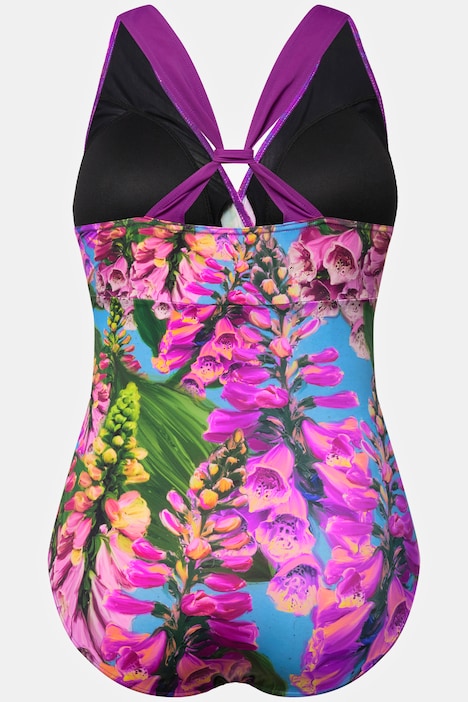 Badeanzug, Neckholder-Optik, Softcups, Blüten