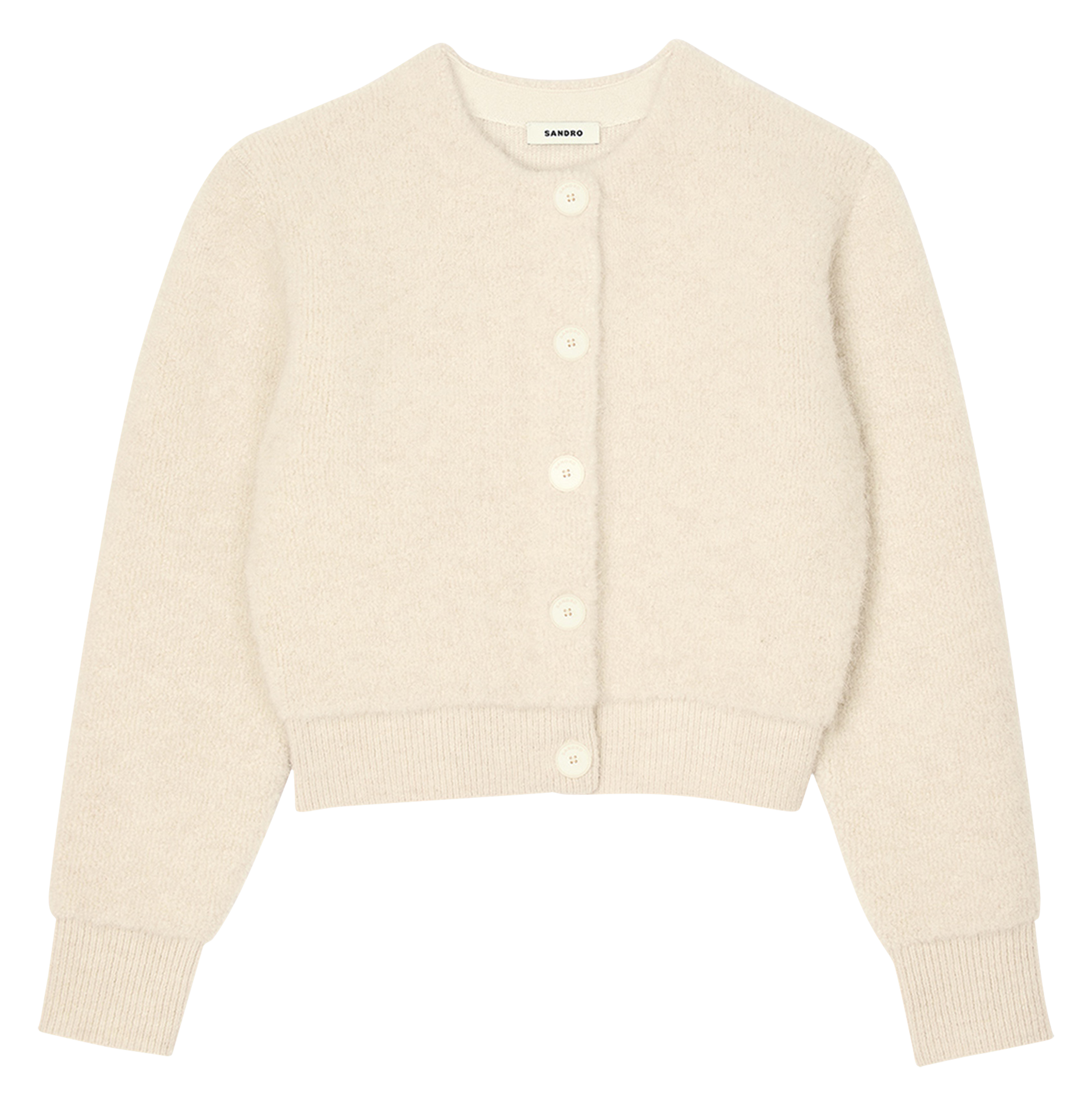 Gilet ample col rond en laine mélangée | Blanc