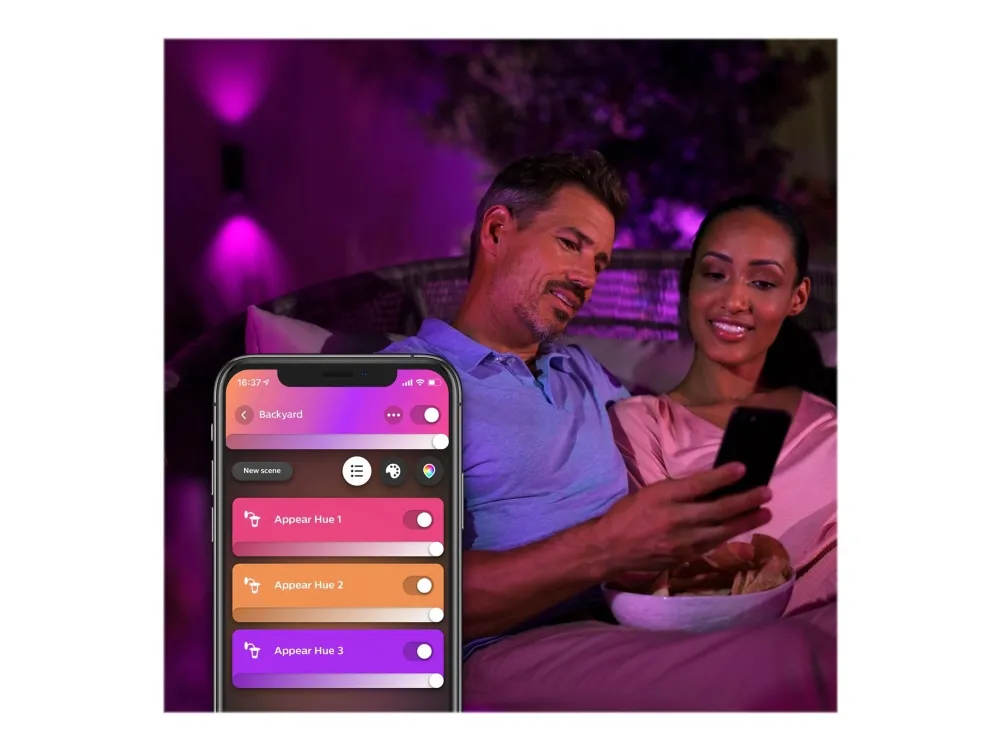 Philips Hue White and Color Ambiance Appear - Væglampe - LED - 2 åbninger - 8 W (tilsvarende 49 W) - 16 millioner farver - 2000-6500 K - sort