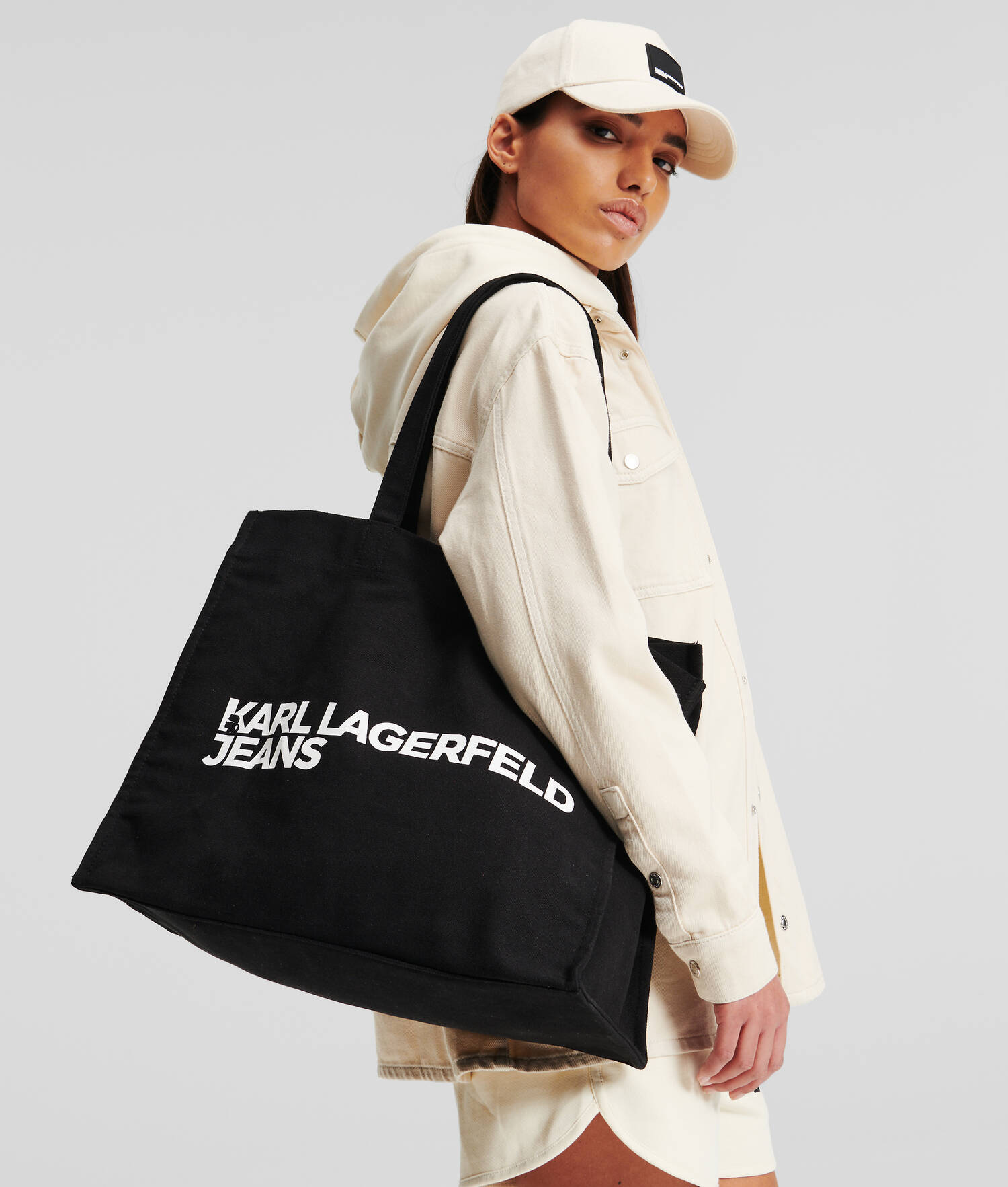 SAC CABAS EN TOILE KLJ - Noir