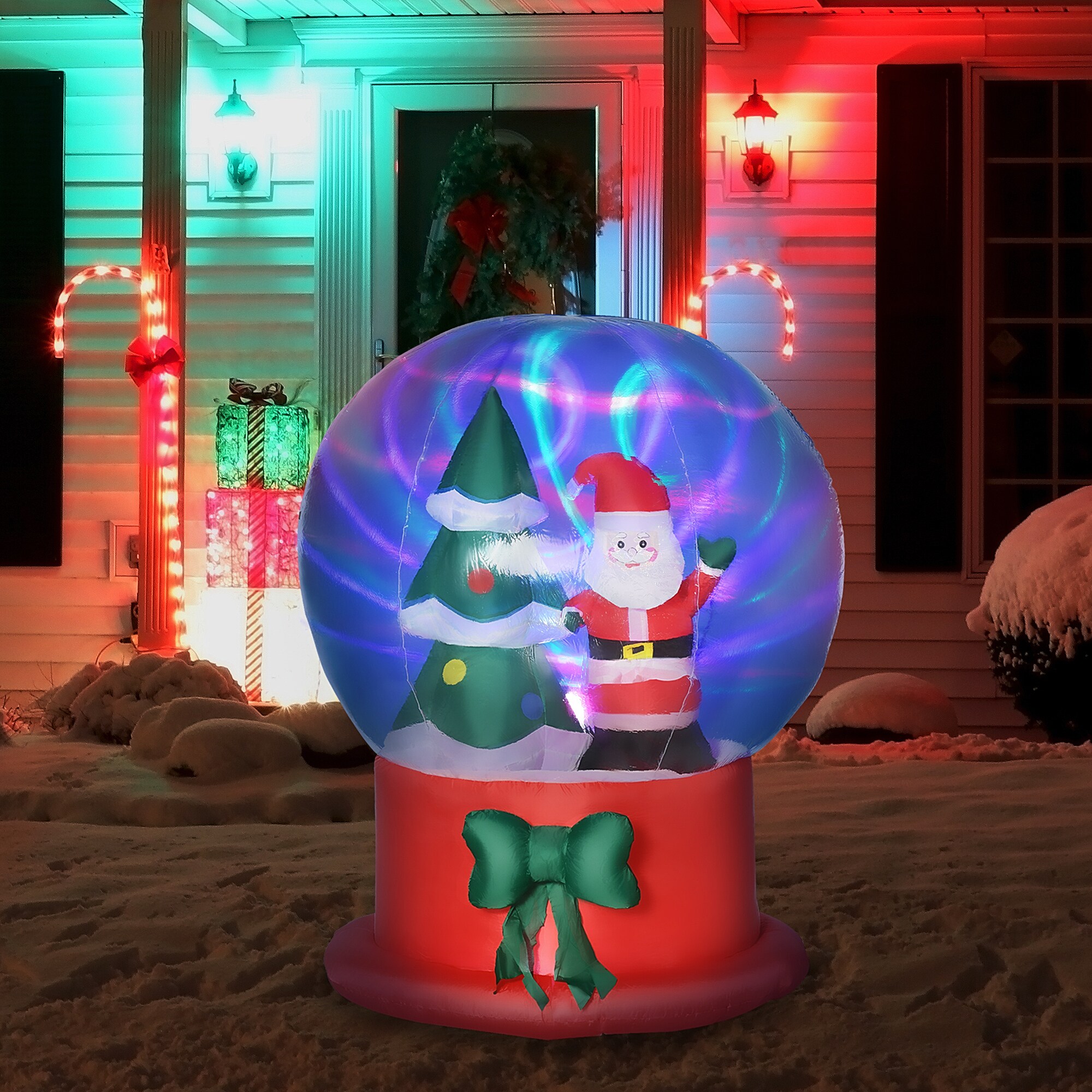 Outsunny Aufblasbare Weihnachtsdekoration mit LED-Lichte blau 110L x 110B x 150H cm