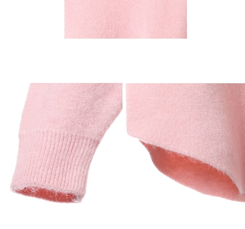 Erione - Ronde hals, effen, oversized trui met split