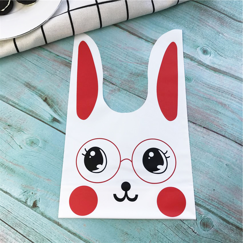 (50er Set) Ostern Tüten Candy Gift Osterhase Tasche Osternest - Weiss / Rot