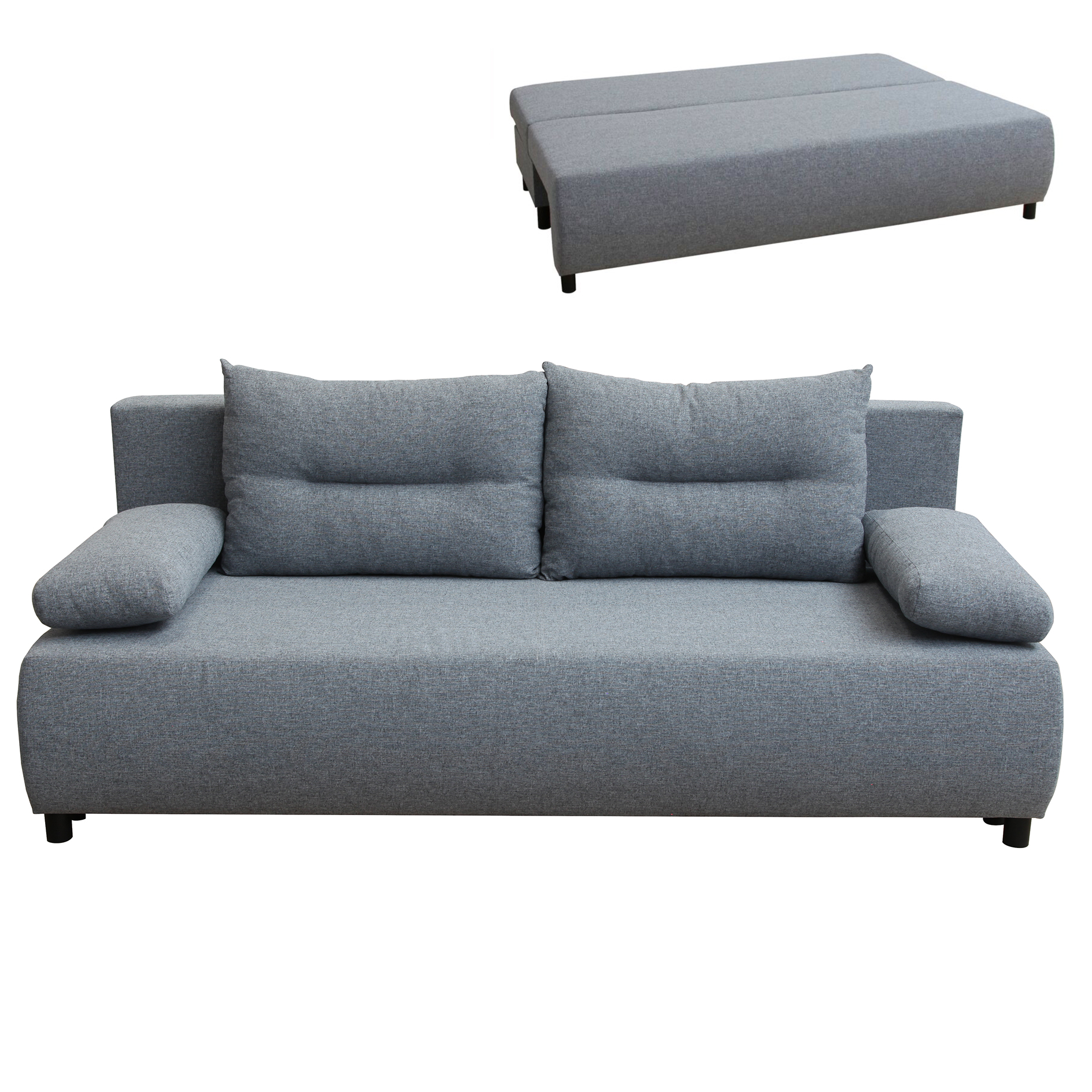 Schlafsofa - grau - mit Staukasten - 192 cm