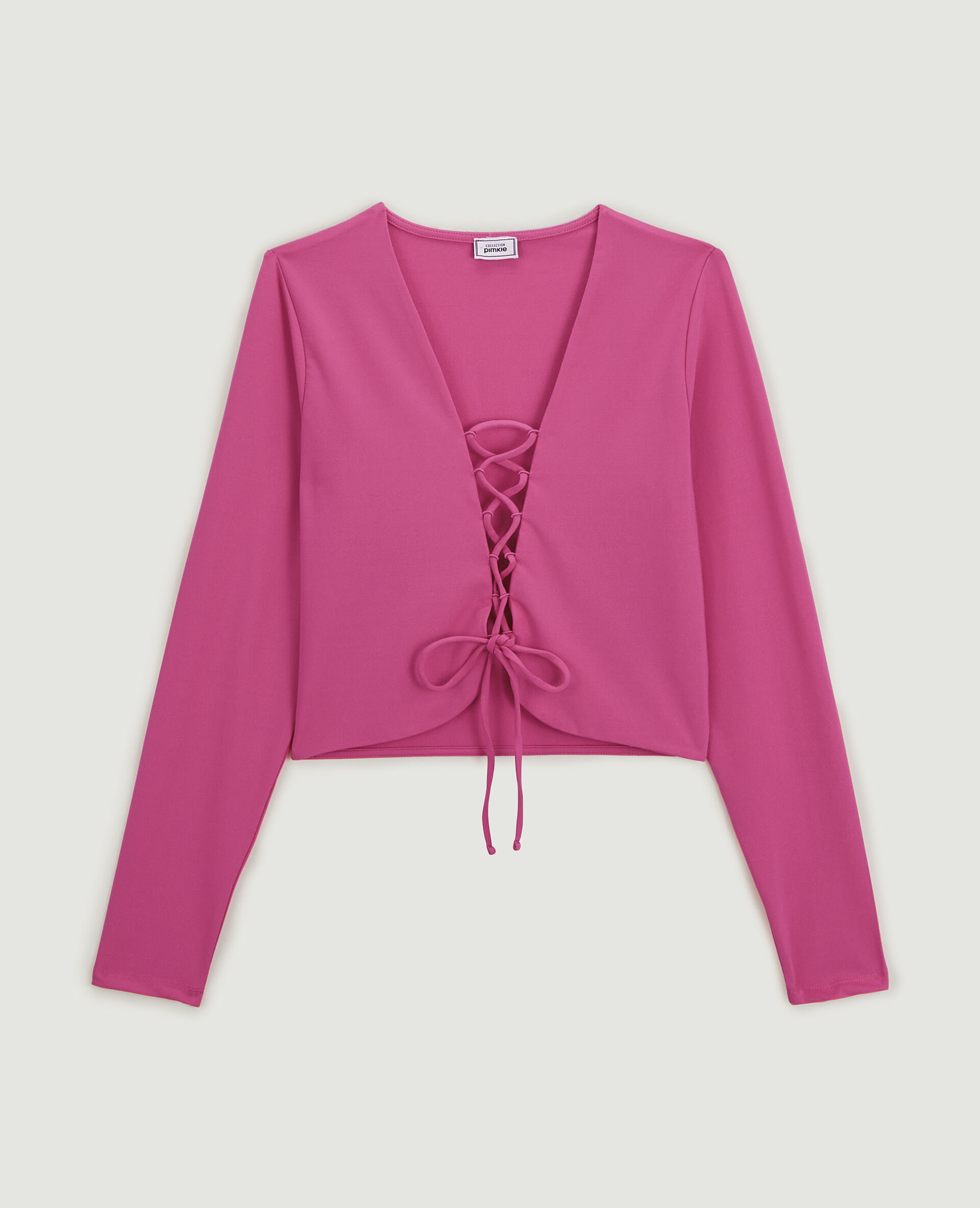 Top court avec laçage central - Rose fuchsia