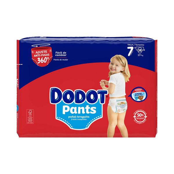 Fraldas Dodot Pants Bebé Seco T7 ( 17kg) 38 unidades