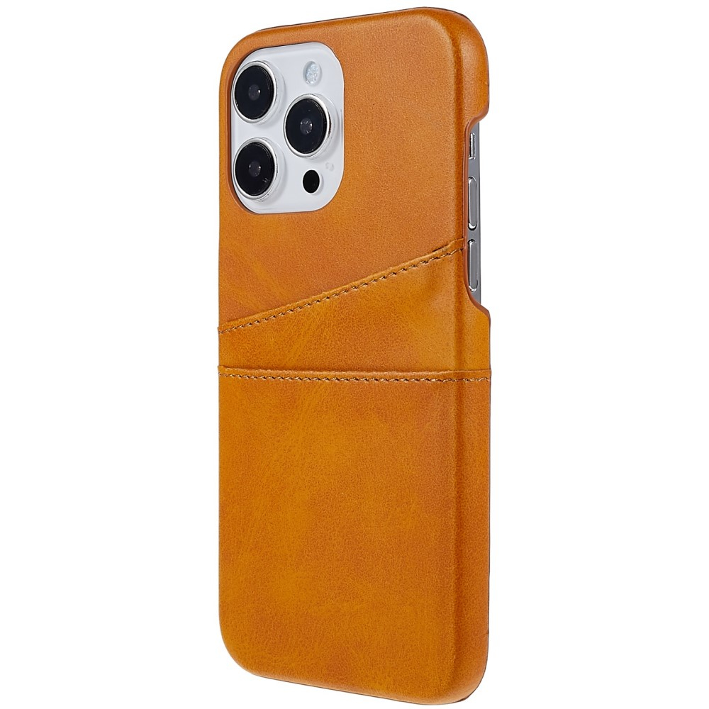 iPhone 14 Pro Leder Hülle Snap Case   Kartenfach - Hellbraun