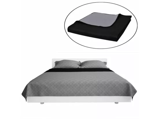Couvre-lit à double face matelassé Noir-Gris 170x210