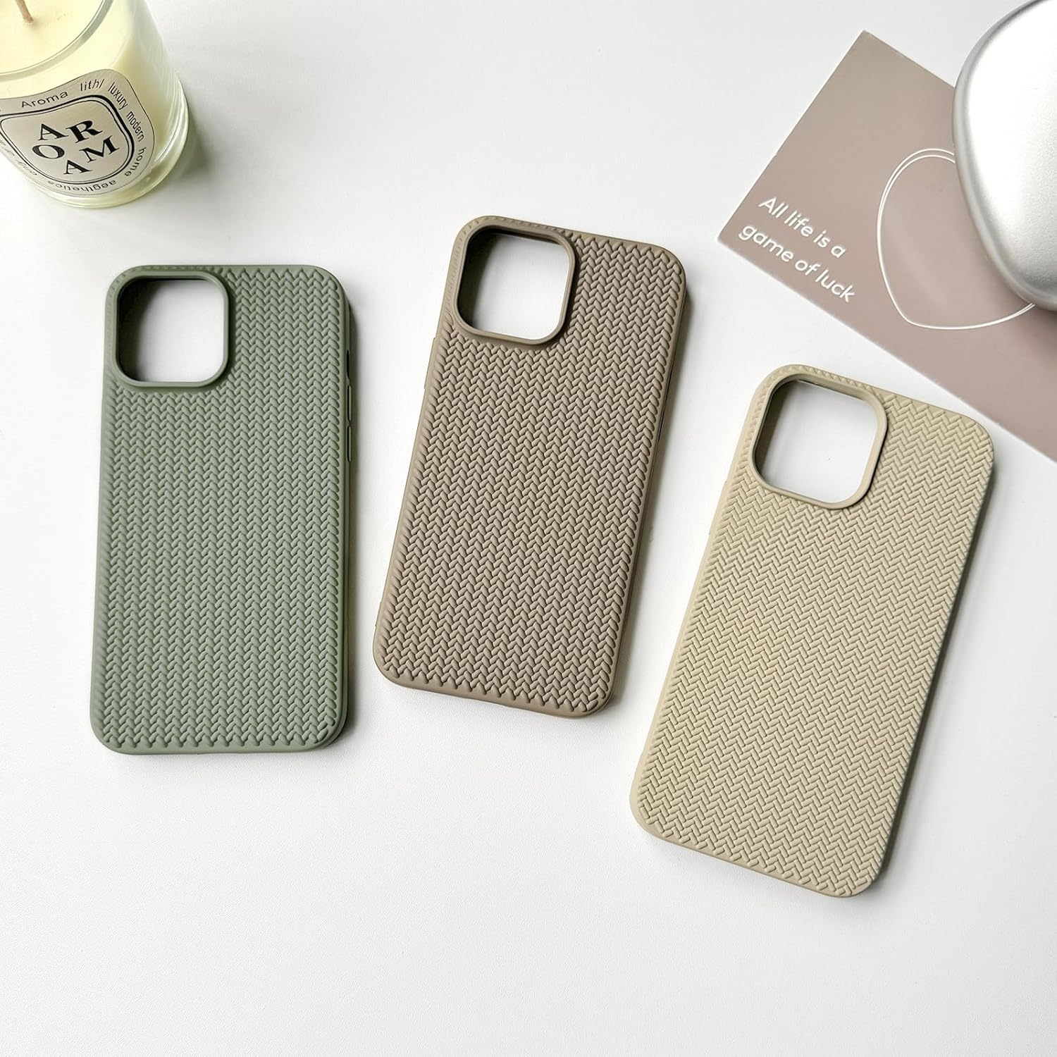iPhone 16 Pro Max Gummi Case Schutzhülle Strickmuster - Grün (Matt)