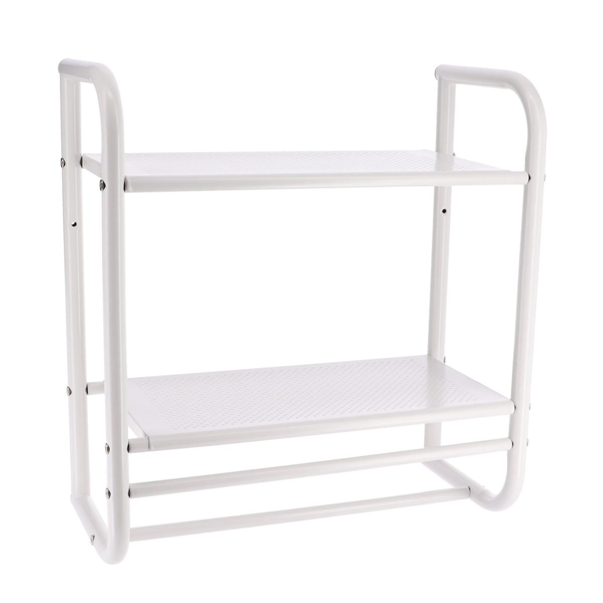 ETAGERE MURALE 2 ETAGES ET PORTE SERVIETTES 2 BARRES BLANC