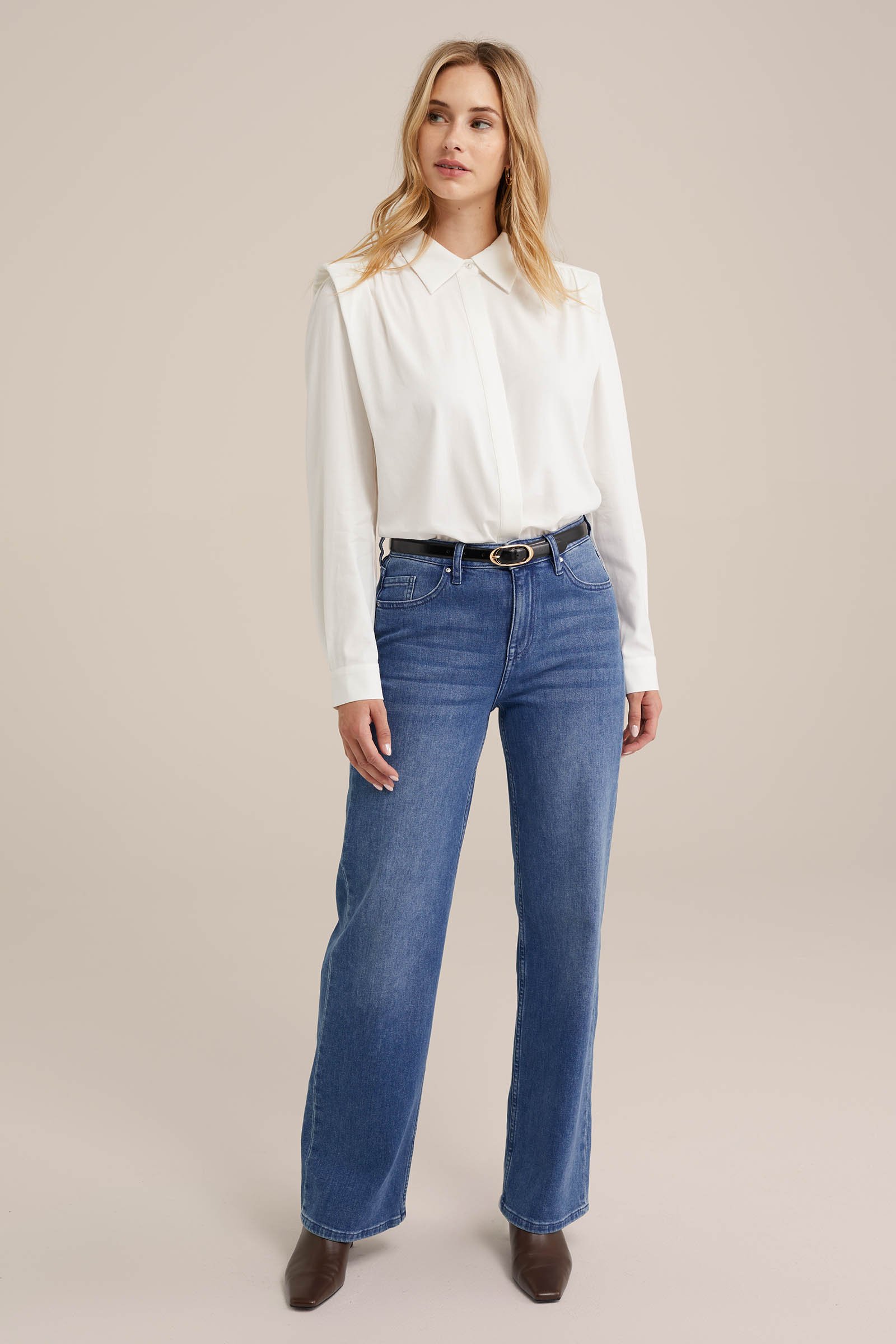 blouse met schouderdetail WE Fashion Wit