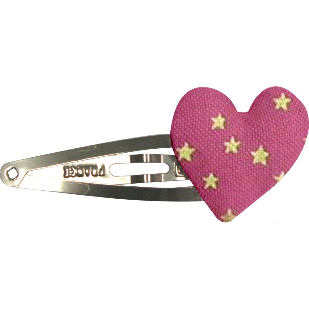 Barrette Clic-Clac Cœur Etoile Or Fuchsia