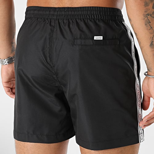 Short De Bain A Bandes Medium Drawstring 0741 Noir