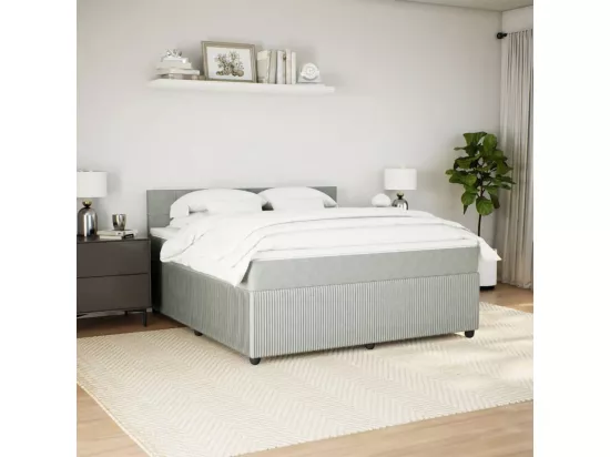 Sommier à lattes de lit et matelas Gris clair 180x200cm Velours