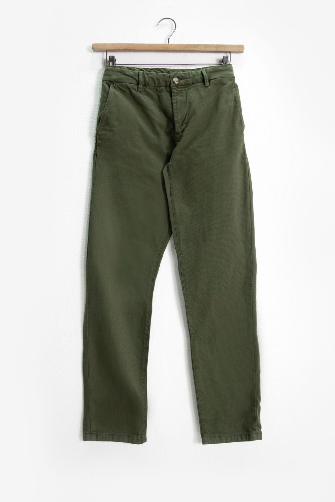 Donkergroene katoenen chino
