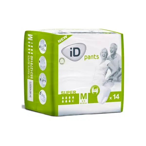 Calças para incontinência iD Pants, superabsorventes, tamanho M, 12 unidades.