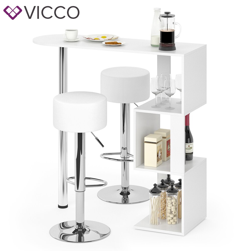 VICCO Bartisch VINCENT Weiß Bartresen Stehtisch Tresentisch Bistrotisch Bar inkl. Barhocker