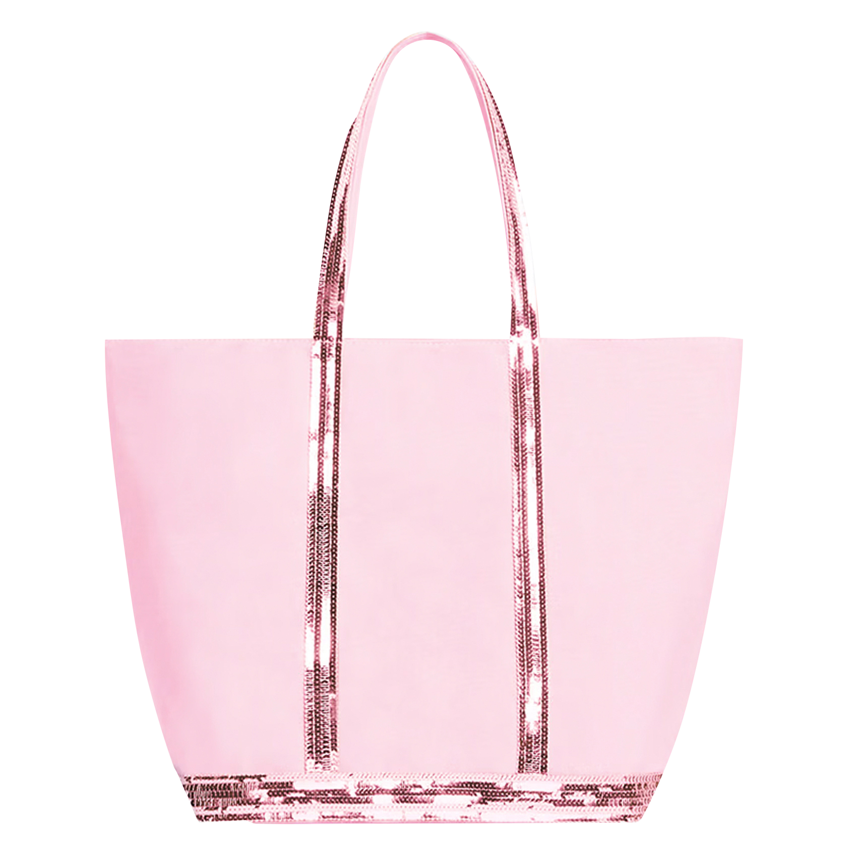 Cabas L à sequins en toile de coton| Rose